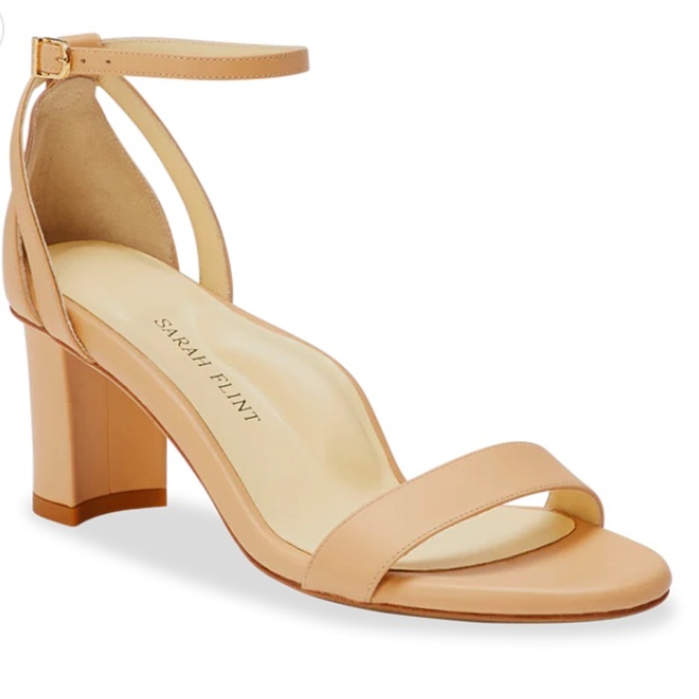 Sarah Flint Cream Perfect Block Heel in Sand Calf